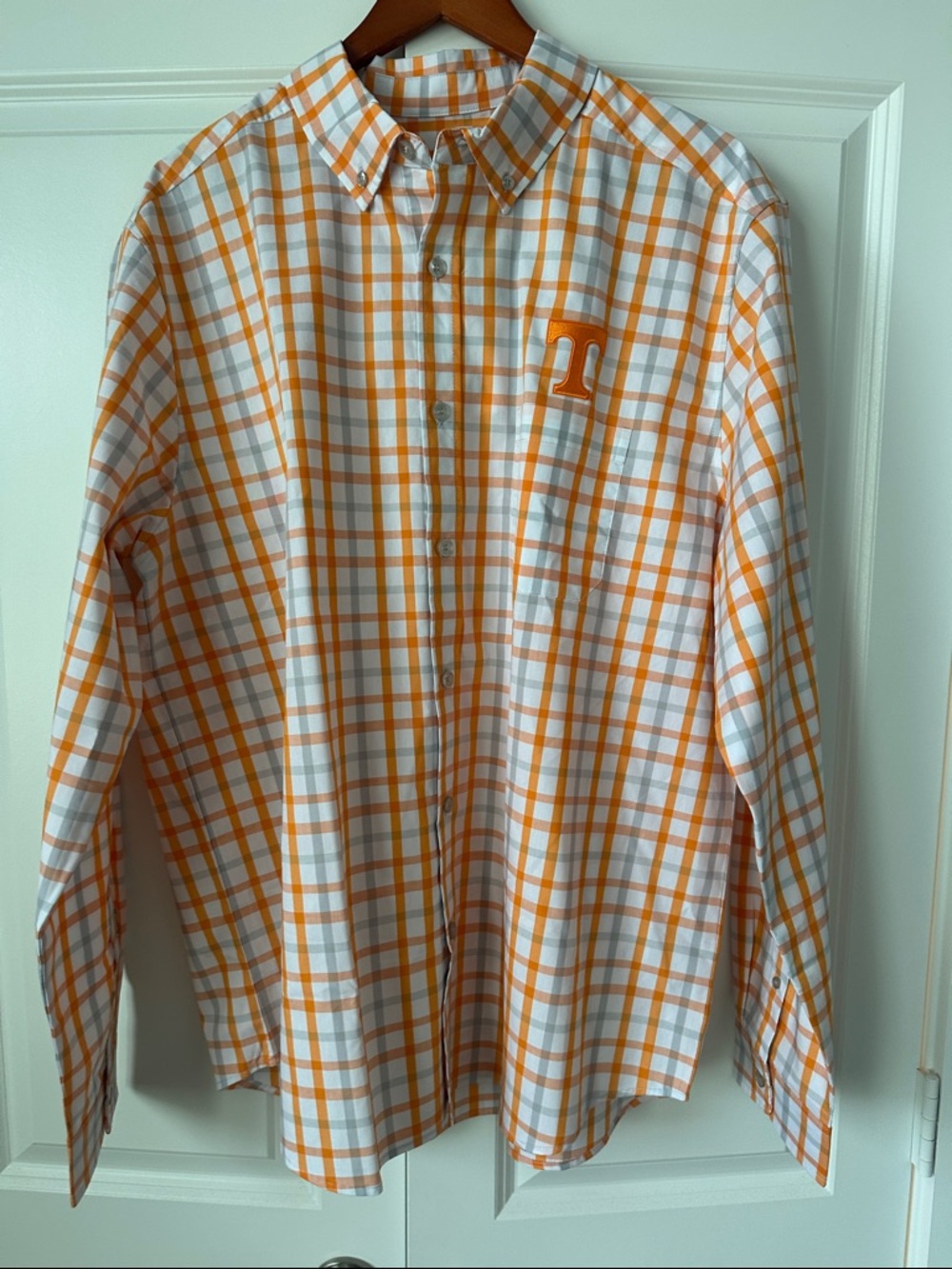 NEW Antigua TENNESSEE licensed Men's Orange and White Check Woven XL Shirt
